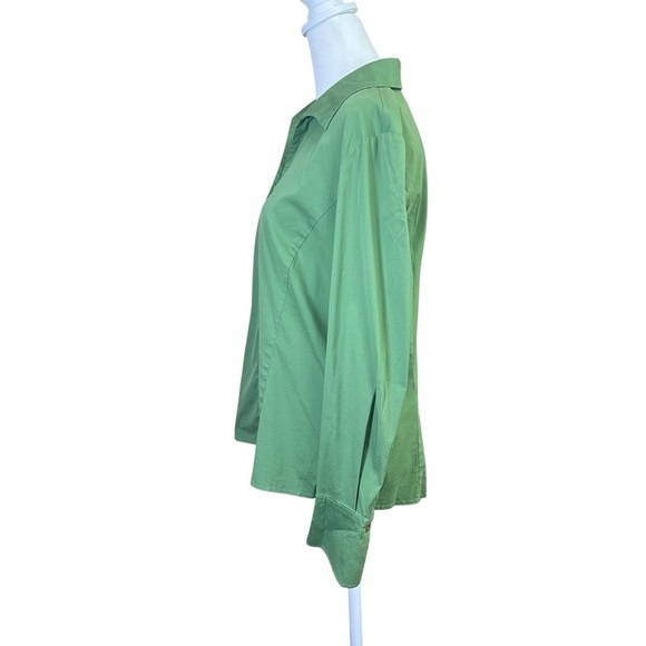 Lafayette 148 Green Hidden Button-Up Collared Top Cotton Dress Professional Sz 8 - Picture 2 of 10